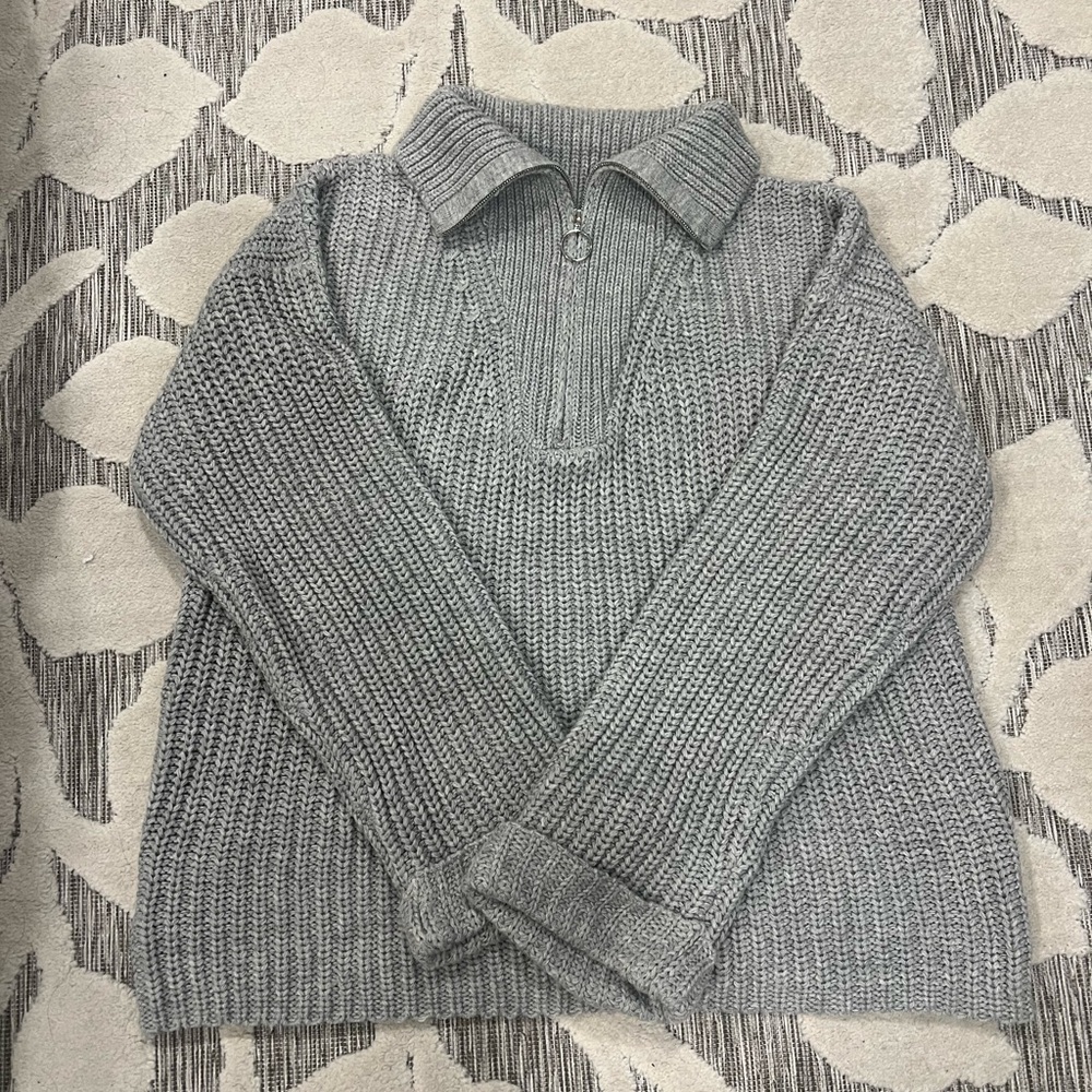 White Fox Don't Stop Me Now Zip-Up Gray Sweater